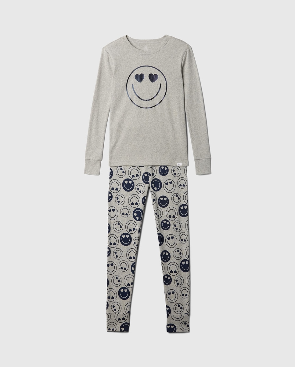 Imagen 0 de Pijama de niña de flores con pantalón largo y camiseta de cuello redondo de manga larga