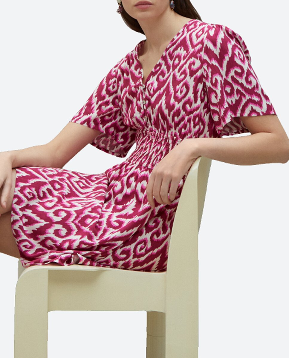 Imagen 0 de Vestido manga corta corto con gomas en cintura