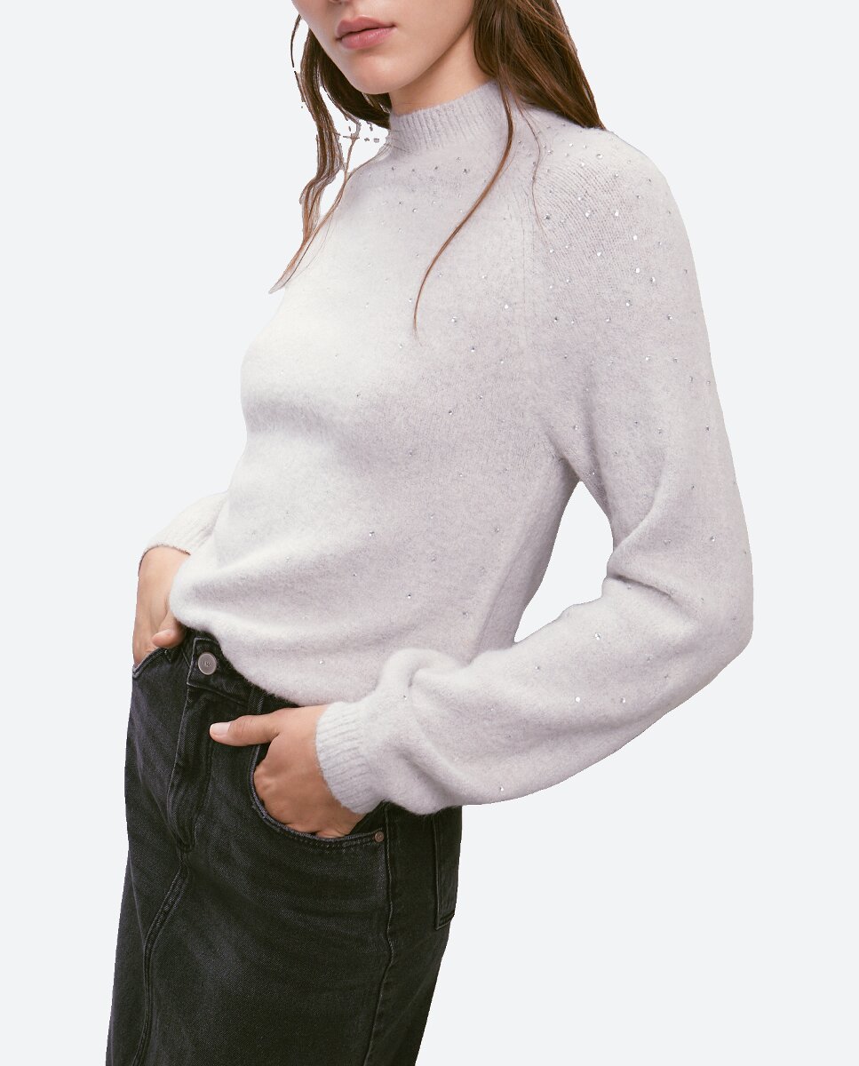 Imagen 0 de Jersey de mujer cuello perkins aplicación piedras