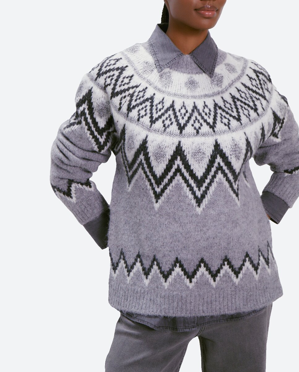 Imagen 0 de Jersey de mujer jacquard geométrico lurex