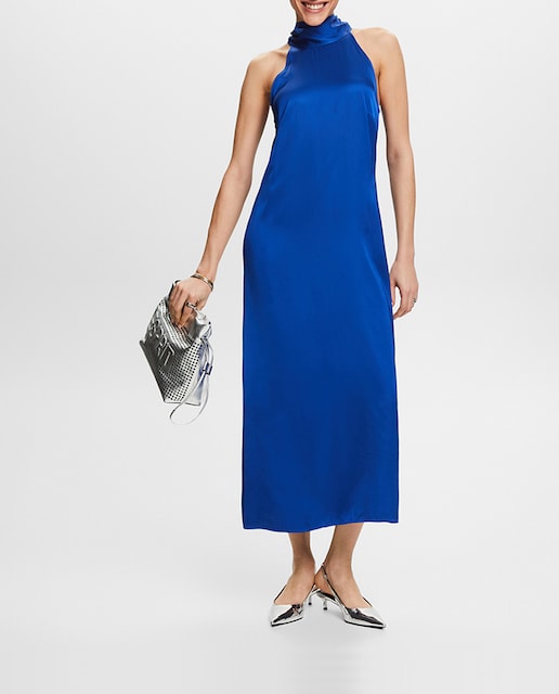 Imagen 0 de Vestido midi cuello alto satinado