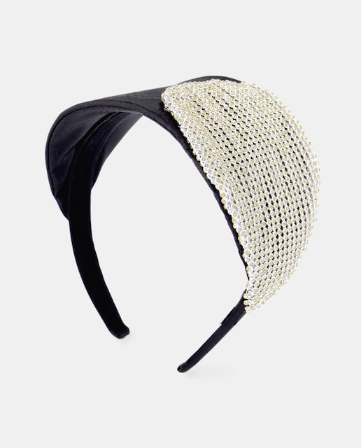 Imagen 0 de Tocado diadema redecilla cristal Swarosvski satén ahumado