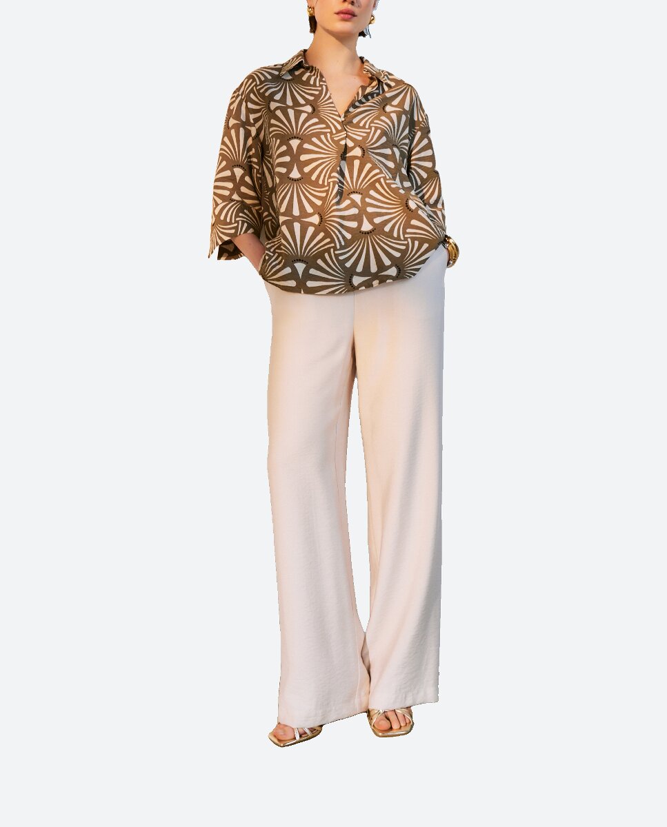 Imagen 0 de Pantalón ancho estampado de mujer