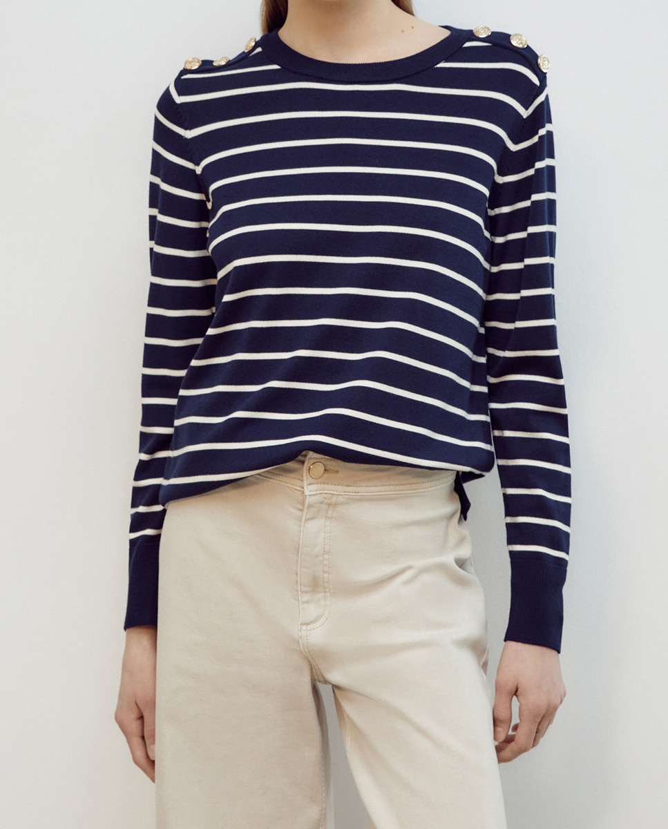Imagen 0 de Jersey de mujer a rayas con botones