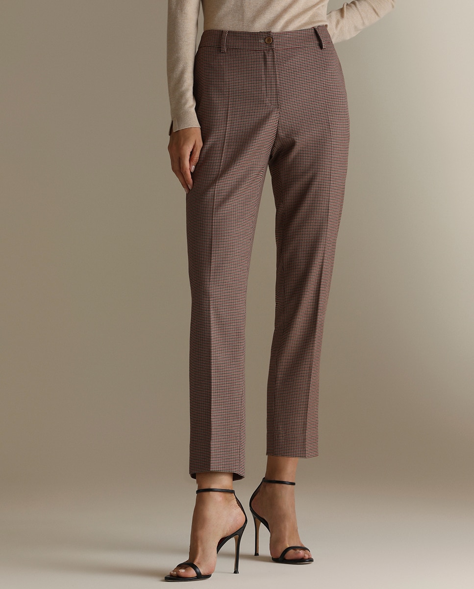 Imagen 0 de Pantalón recto de mujer con cuadros harris