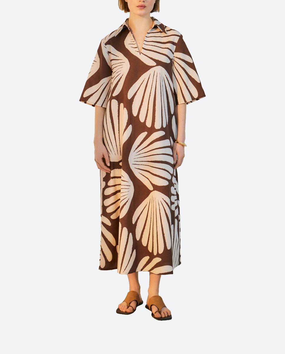 Imagen 0 de Vestido midi de manga larga de mujer