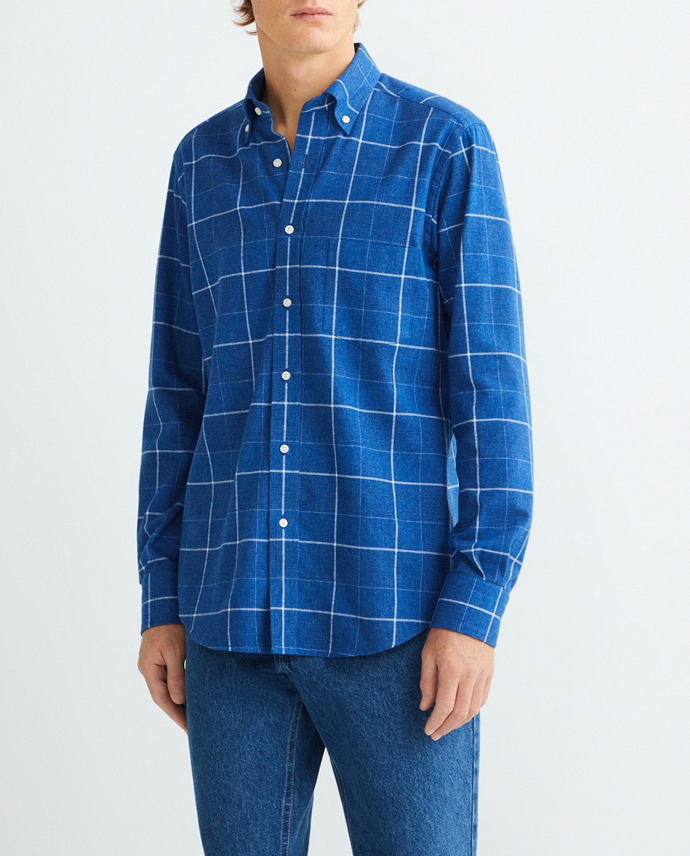 Imagen 0 de Camisa casual de hombre manga larga franela cuadros
