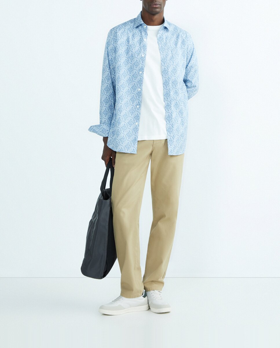 Imagen 0 de Camisa casual de hombre manga larga estampado ornamental