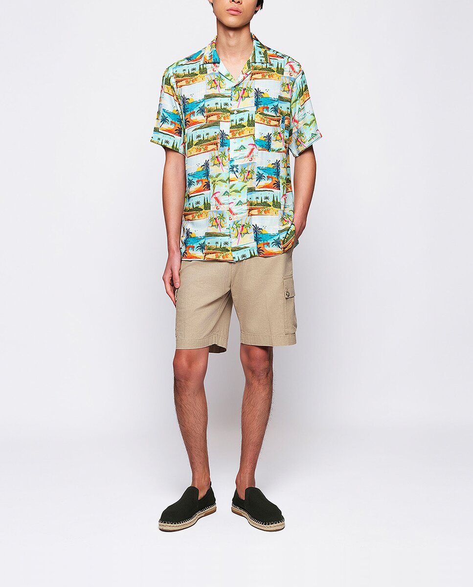 Imagen 0 de Bermuda hombre cargo regular fit efecto lino