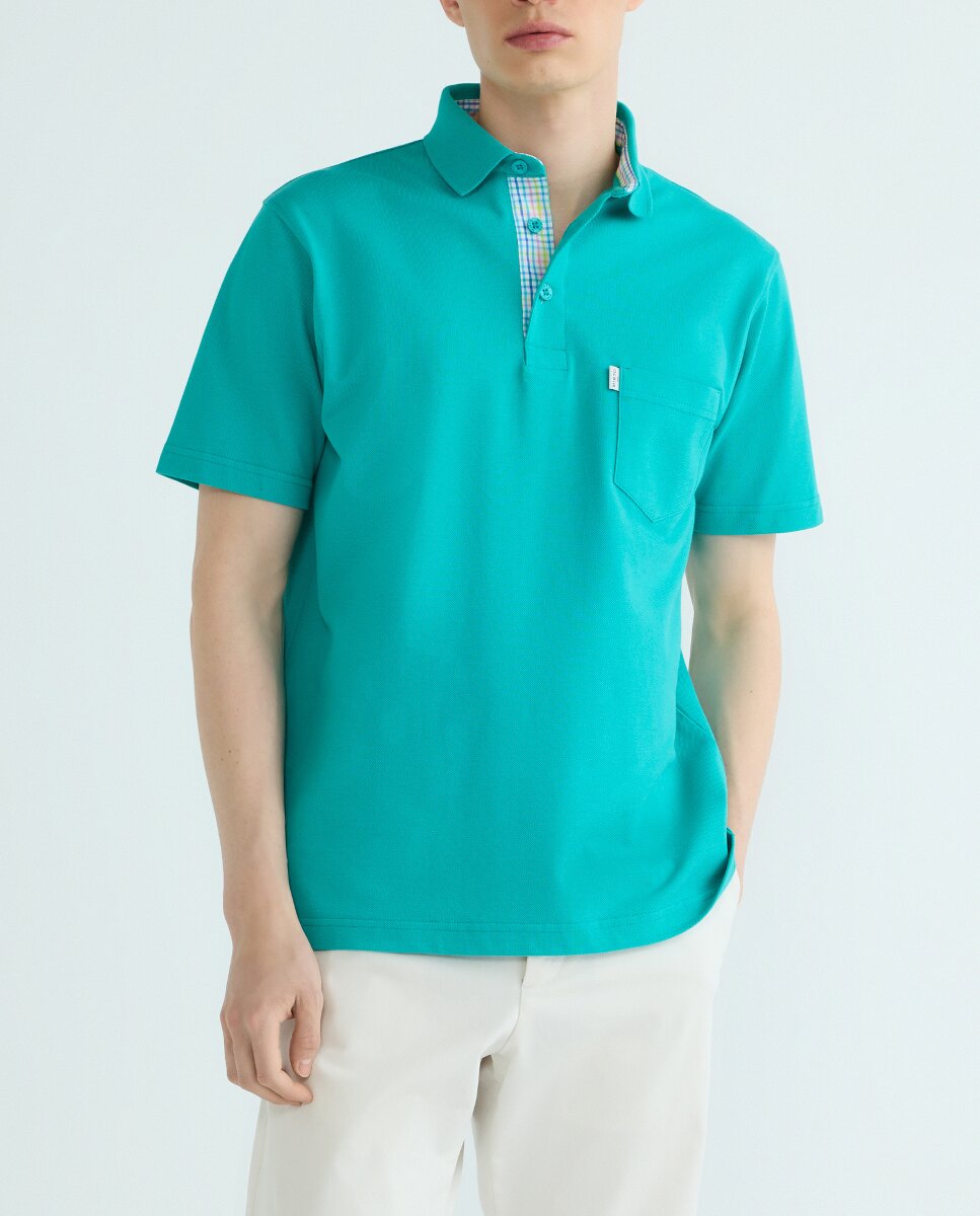 Imagen 0 de Polo de hombre manga corta de piqué con bolsillo