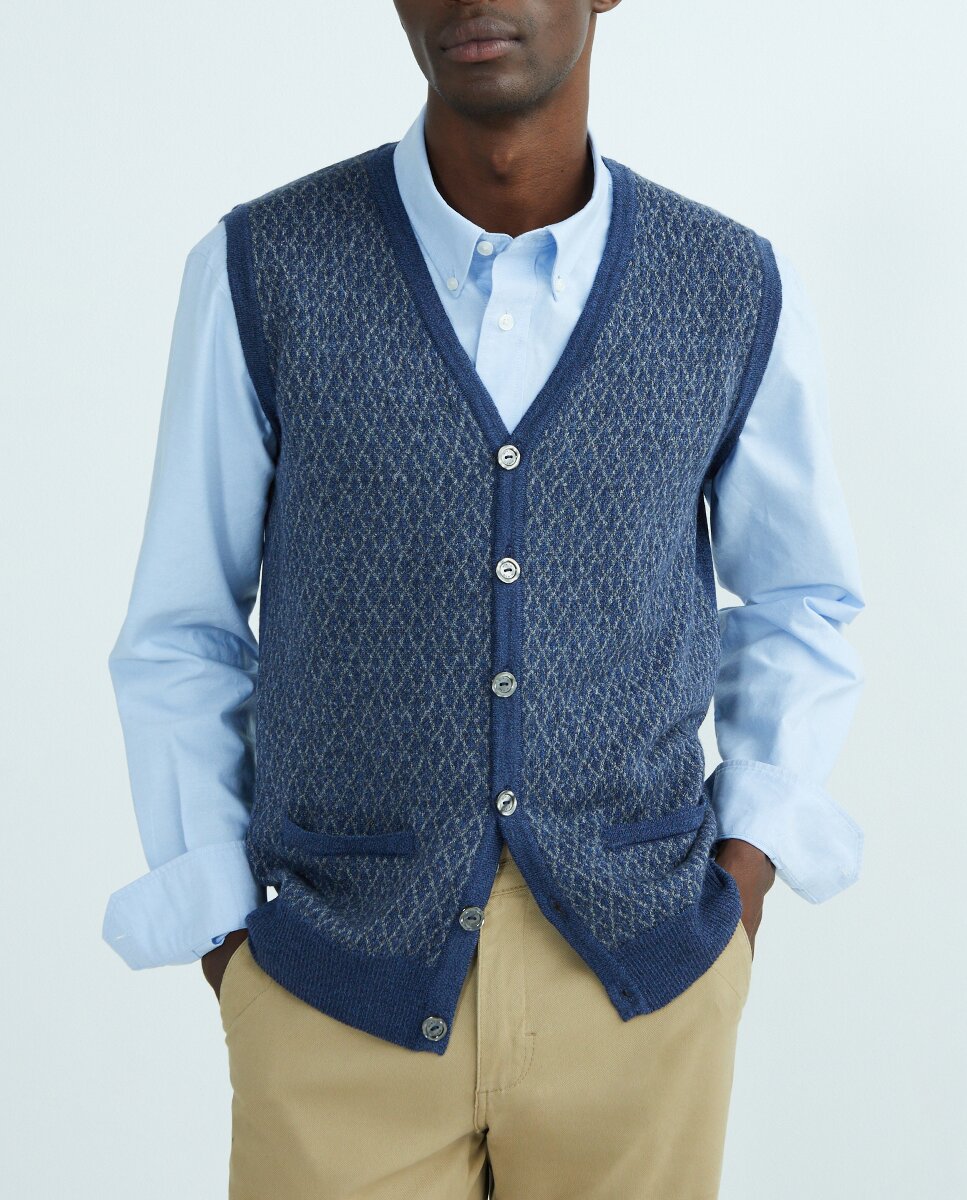 Imagen 0 de Chaleco de hombre de punto con botones jacquard de lana
