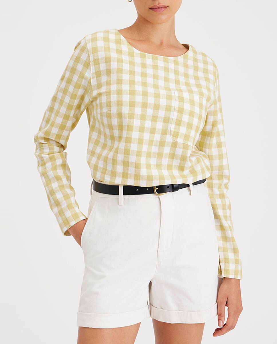 Imagen 0 de Camisa de mujer de manga larga y cuello redondo