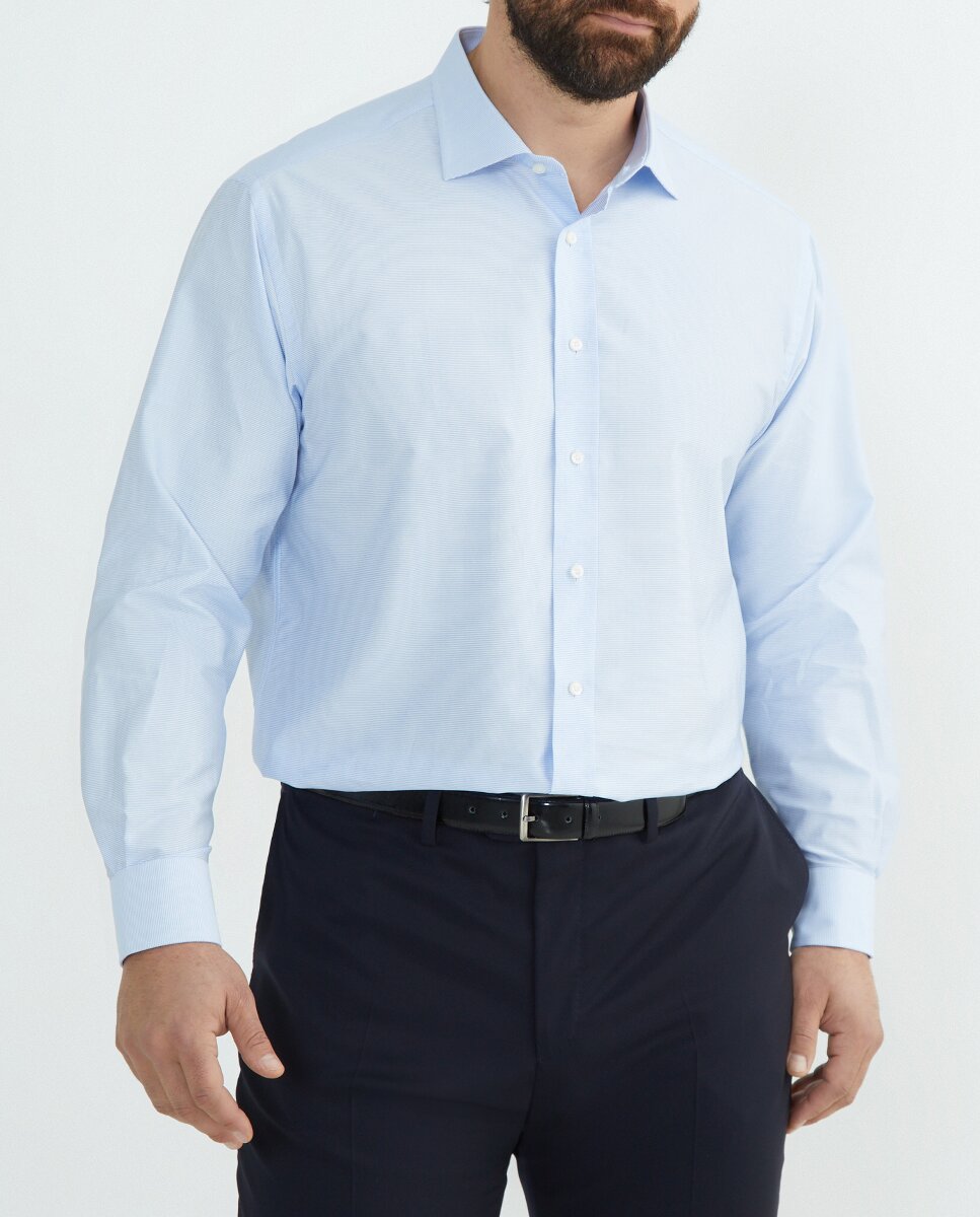 Imagen 0 de Camisa hombre vestir manga larga raya horizontal tallas grandes