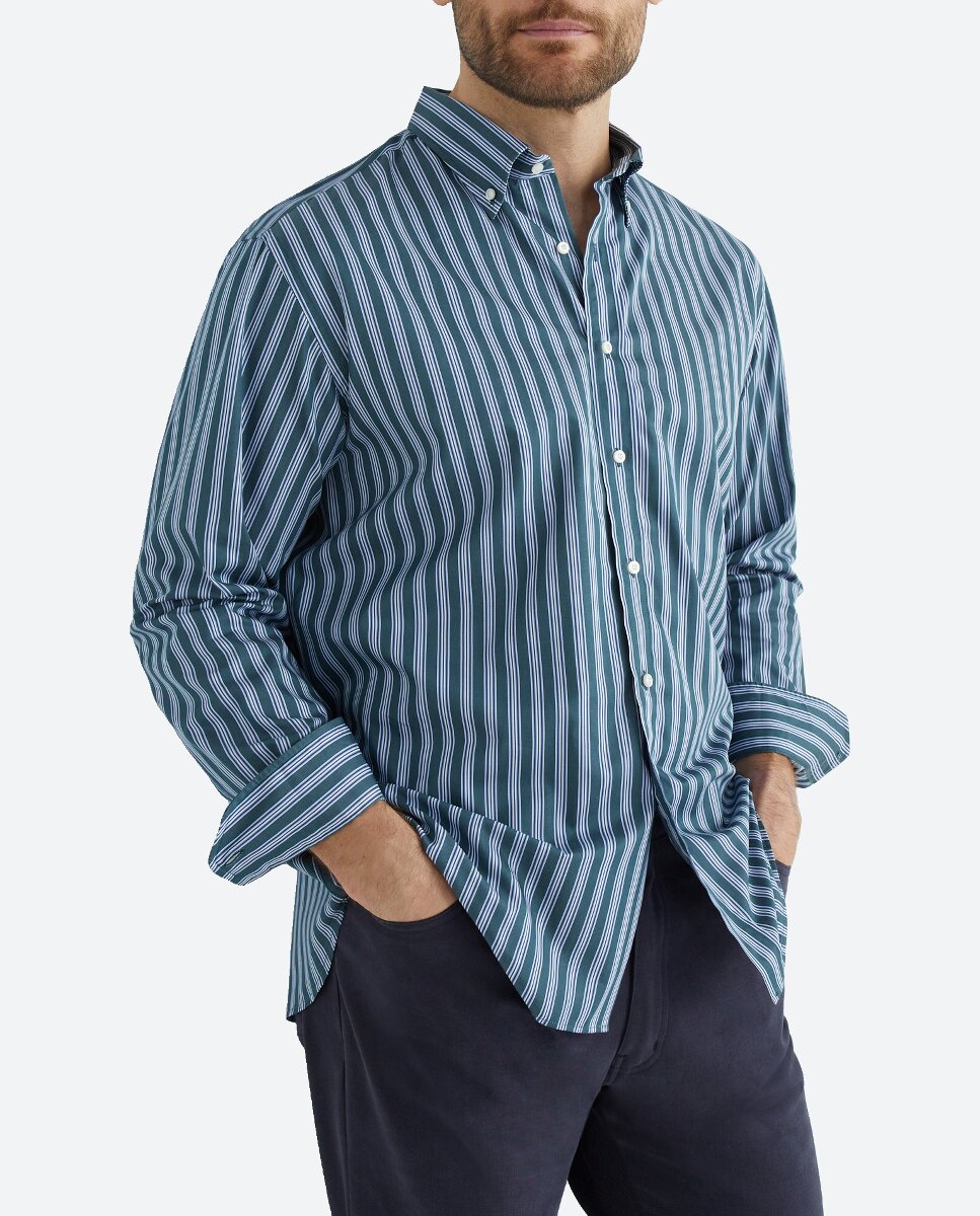 Imagen 0 de Camisa casual de hombre manga larga rayas tallas grandes