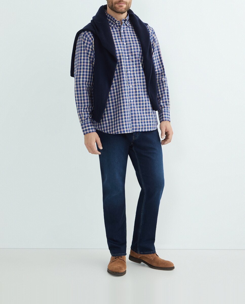 Imagen 0 de Camisa casual de hombre manga larga cuadros tallas grandes