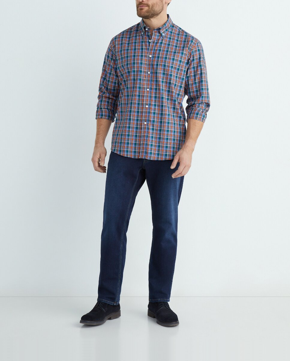Imagen 0 de Camisa casual de hombre manga larga cuadros tallas grandes