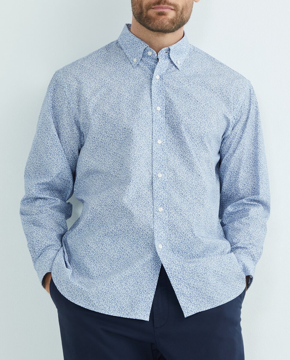Imagen 0 de Camisa casual de hombre manga larga estampado floral tallas grandes