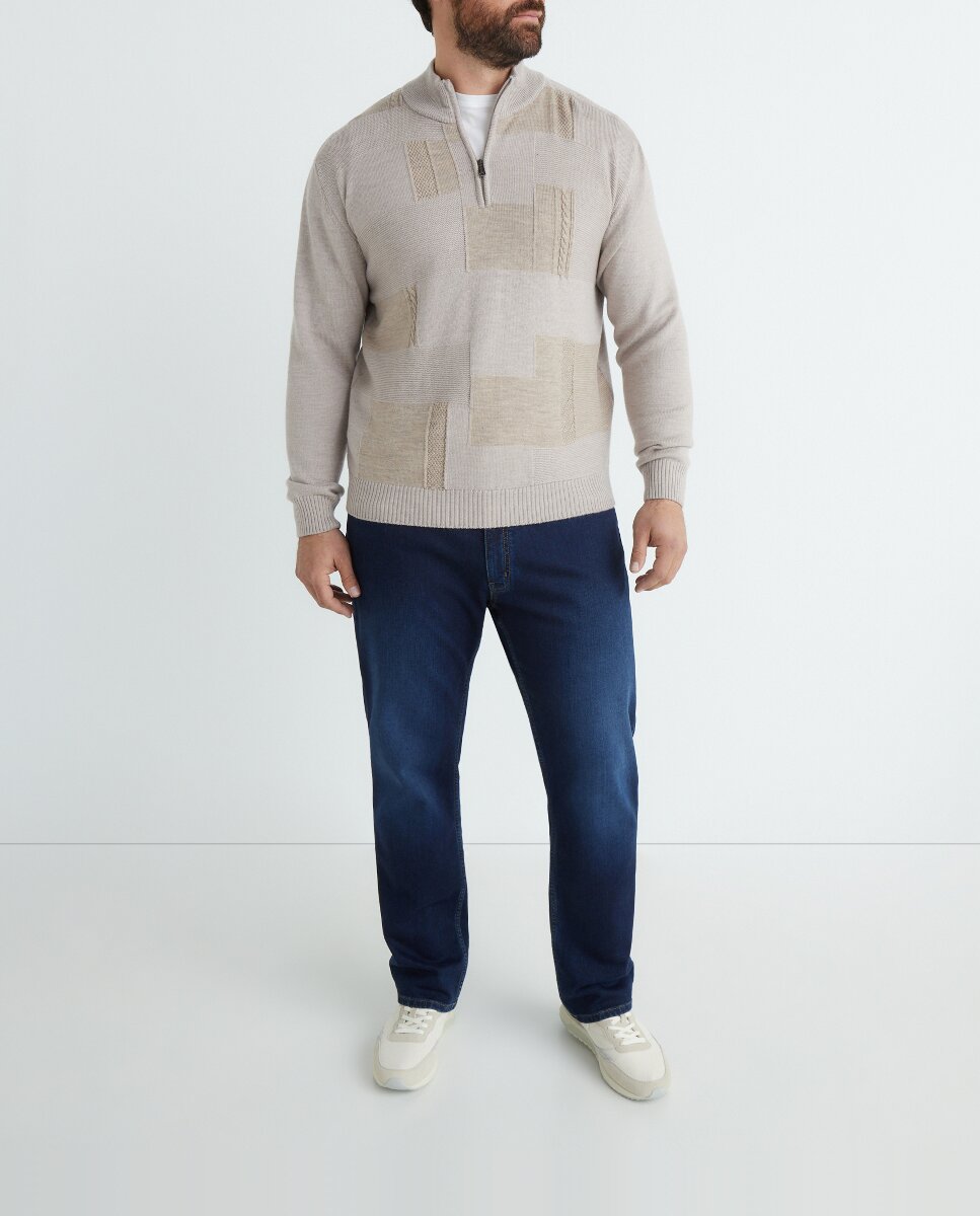 Imagen 0 de Jersey de lana de hombre cuello perkins con cremallera tallas grandes