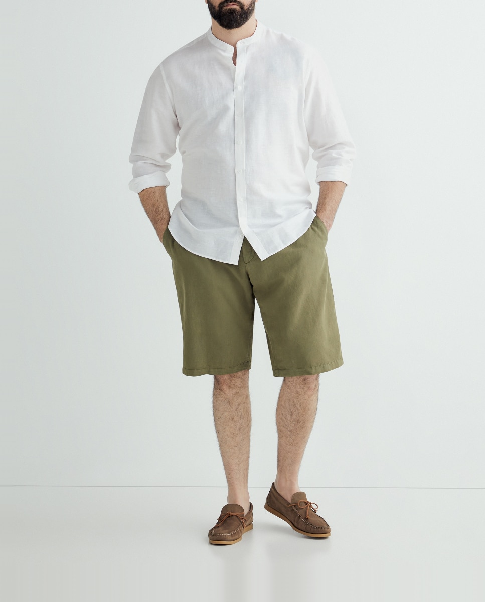 Imagen 0 de Bermuda de hombre lino/algodón liso tallas grandes