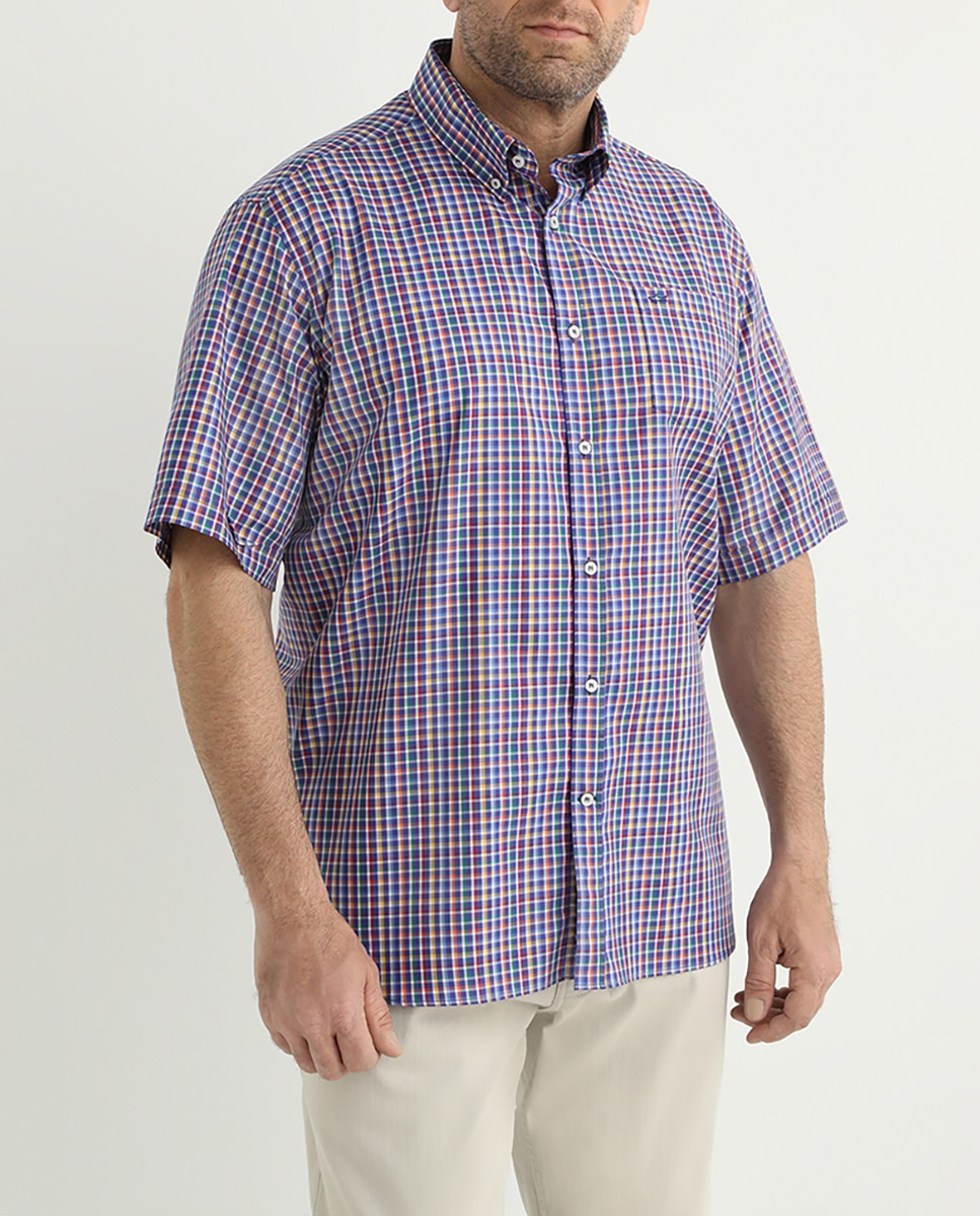 Imagen 0 de Camisa de hombre regular de cuadros multicolor tallas grandes