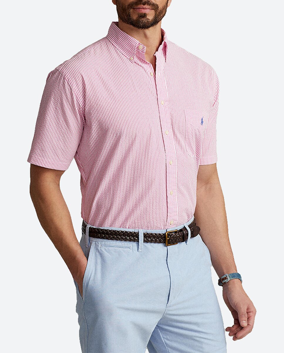 Imagen 0 de Camisa de hombre de sirsaca de rayas Regular Fit tallas grandes