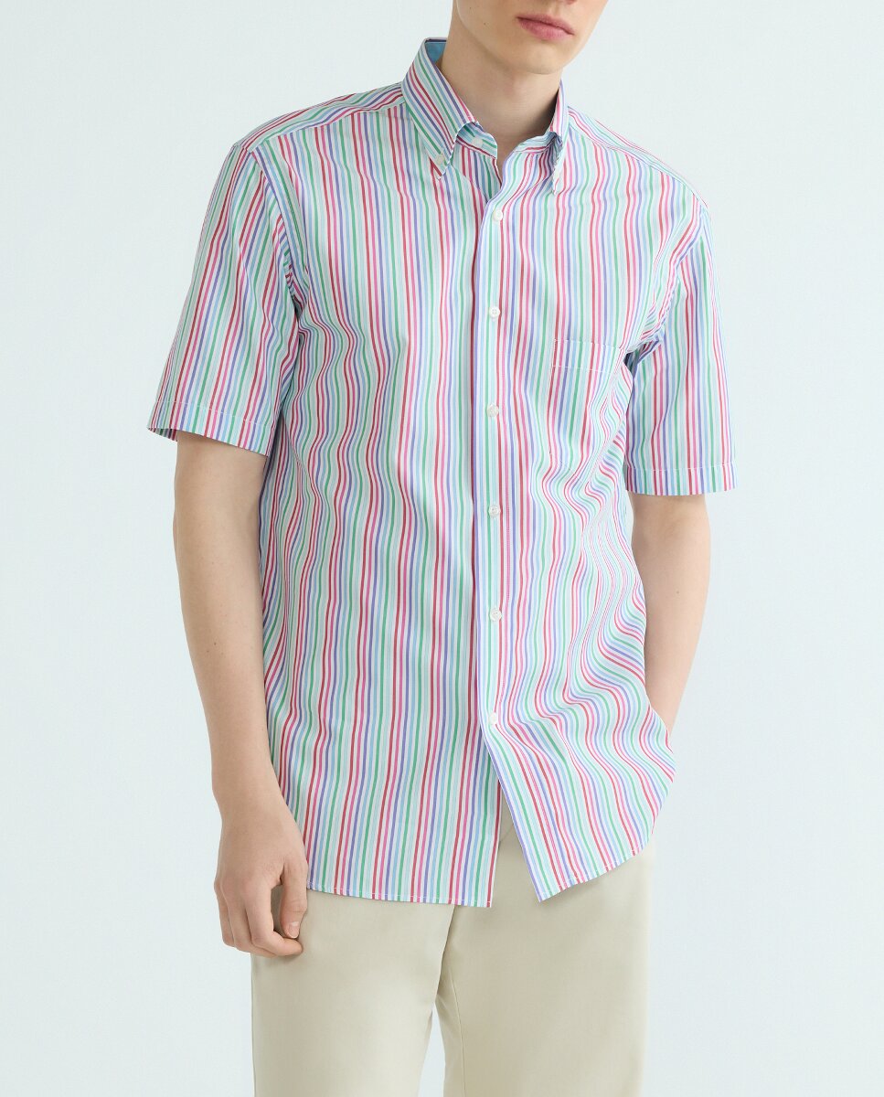 Imagen 0 de Camisa casual de hombre manga corta rayas Tallas grandes