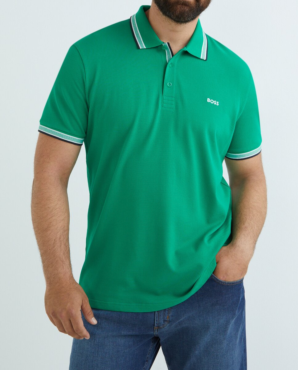 Imagen 0 de Polo manga corta de hombre en color negro talla grande