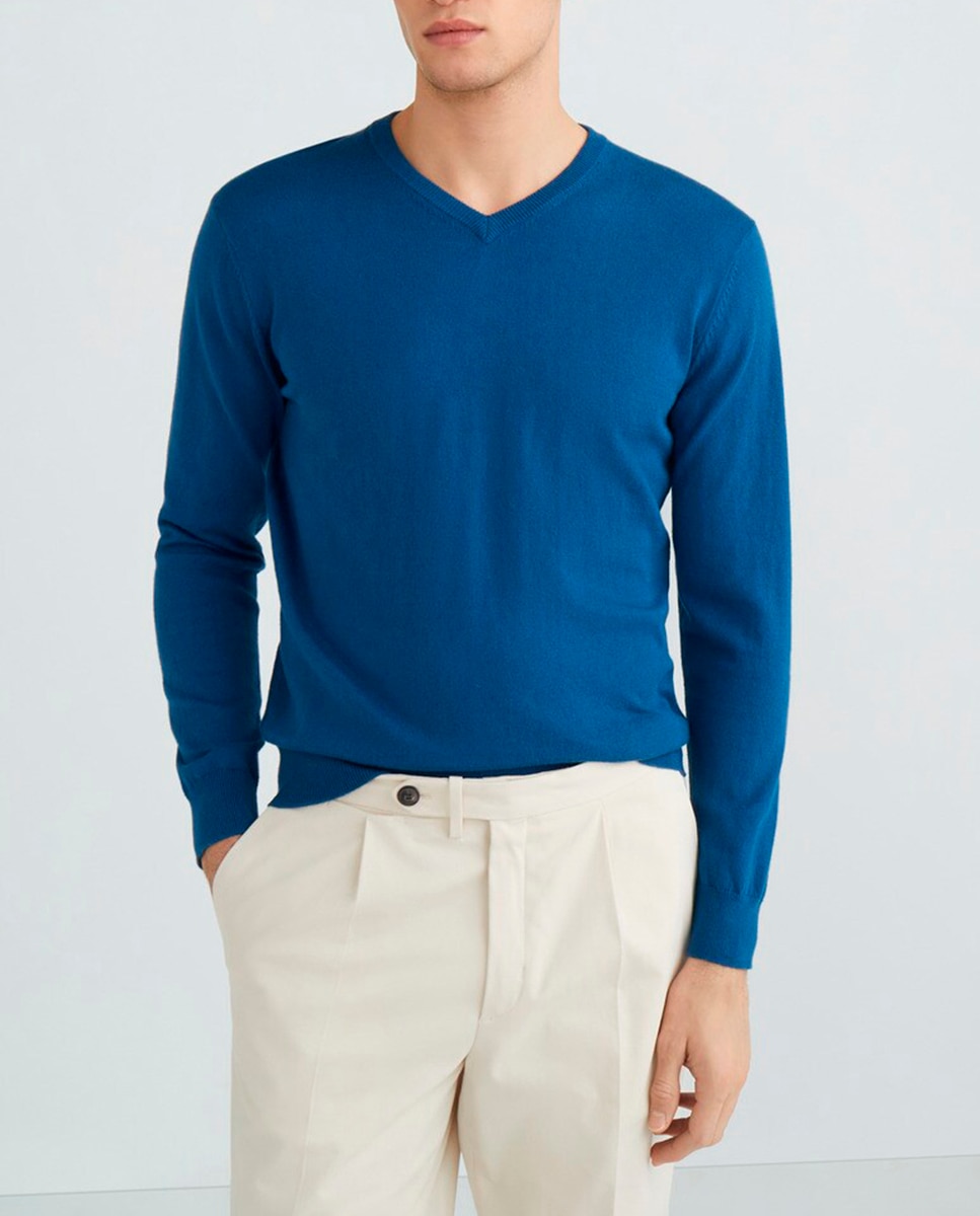 Imagen 0 de Jersey de algodón de cuello pico de hombre.