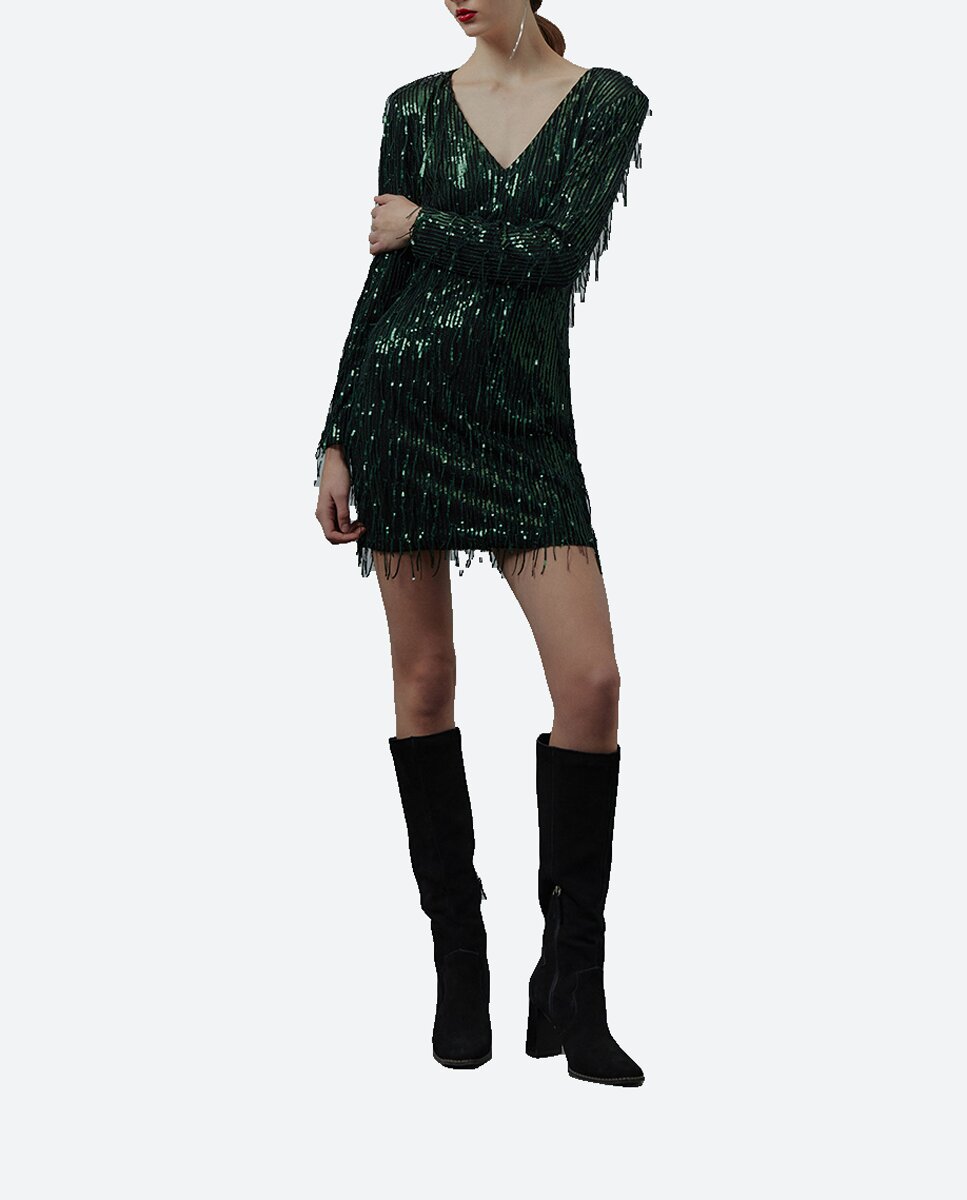 Imagen 0 de Vestido flecos lentejuela