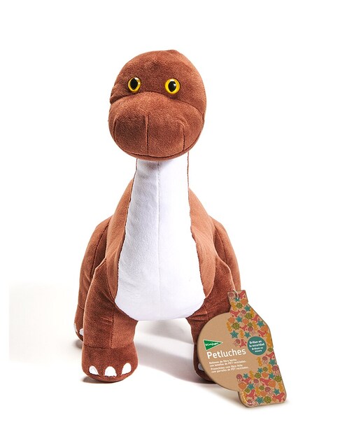 Peluche dinosaurio marrón sostenible que brilla en la oscuridad El Corte Inglés