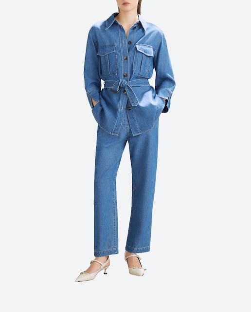 Imagen 0 de Pantalón de mujer tobillero fluido denim