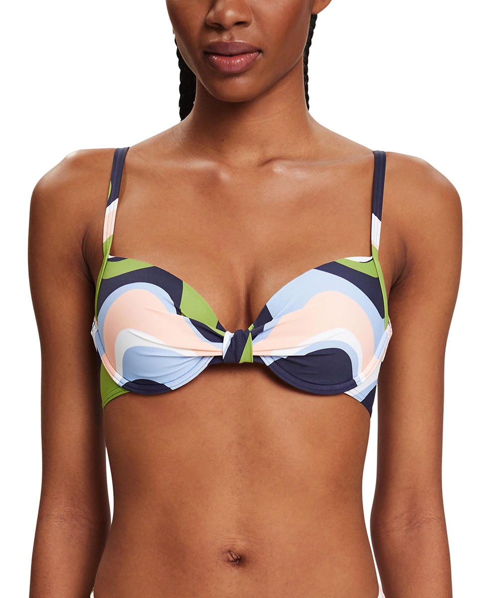 Imagen 0 de Top de bikini estampado ondas con ligero relleno con aro