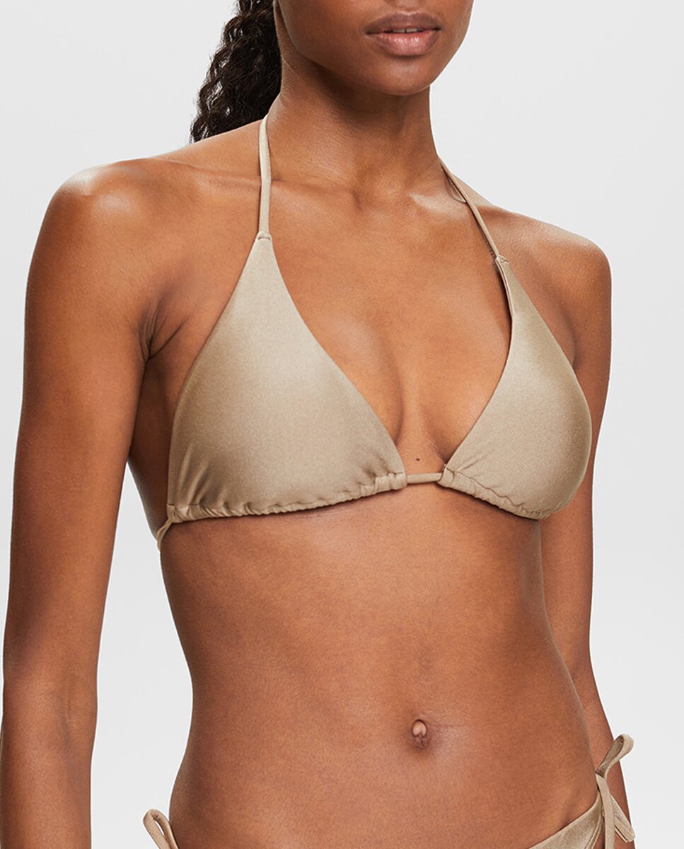 Imagen 0 de Top de bikini Triángulo cortinilla sin aro con relleno removible liso.