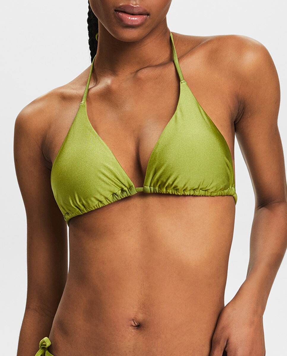 Imagen 0 de Top de bikini Triángulo cortinilla sin aro con relleno removible liso.