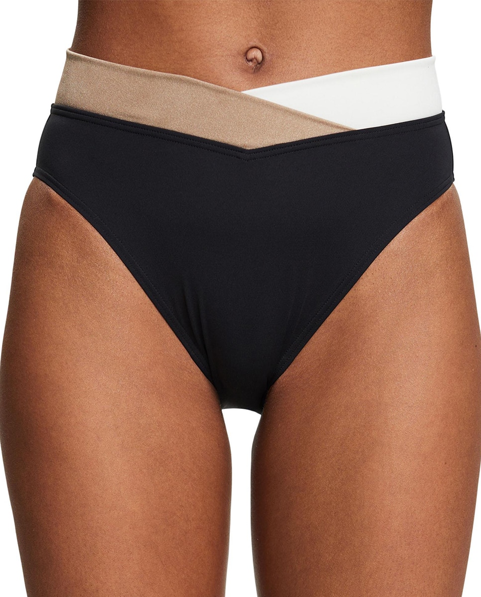 Imagen 0 de Braga de bikini midi high leg corte en V lisa con aplicaciones rayas