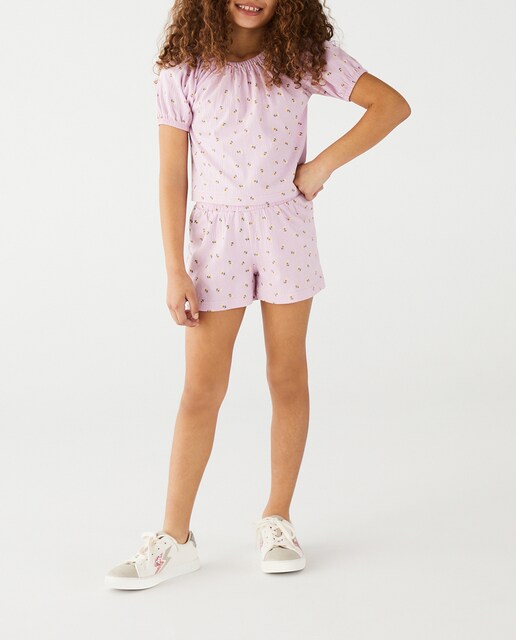 Imagen 0 de Conjunto de short y camiseta de niña con estampado
