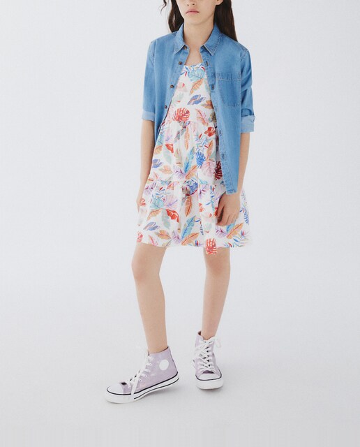 Imagen 0 de Vestido de punto circular de niña con volantes