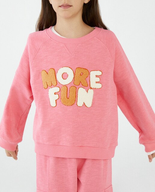 Imagen 0 de Sudadera de niña estampado frontal manga larga