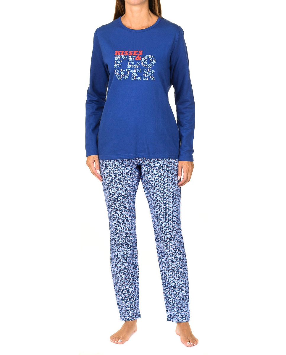 Imagen 0 de Pijama afelpado invierno "flowers" manga larga mujer