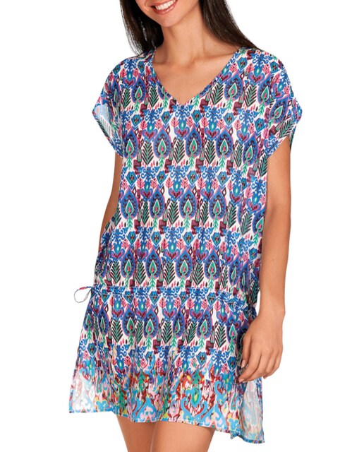 Imagen 0 de Kaftán de mujer corto con estampado posicionado