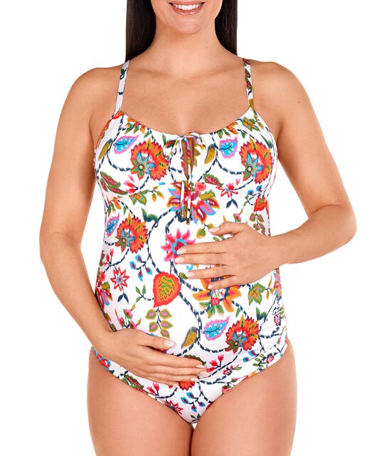 Imagen 0 de Bañador de premamá estampado flores con lazo en escote