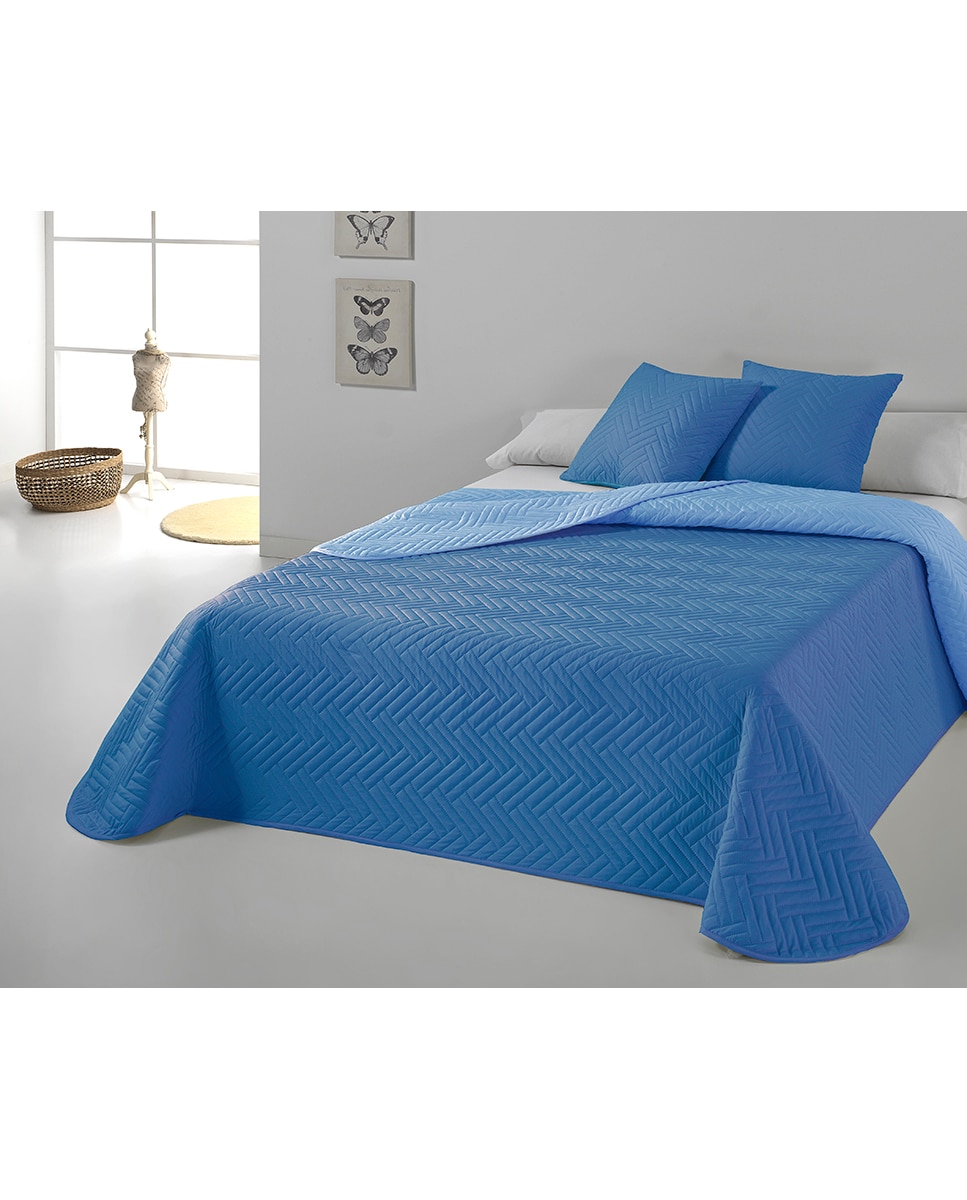 Imagen 0 de Colcha bouti + funda cojín vegas azul