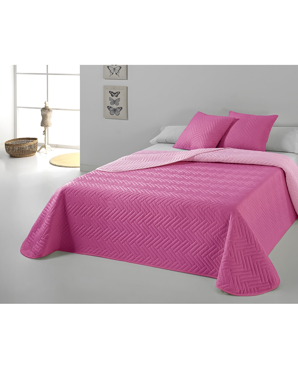 Imagen 0 de Colcha bouti + funda cojín vegas fucsia