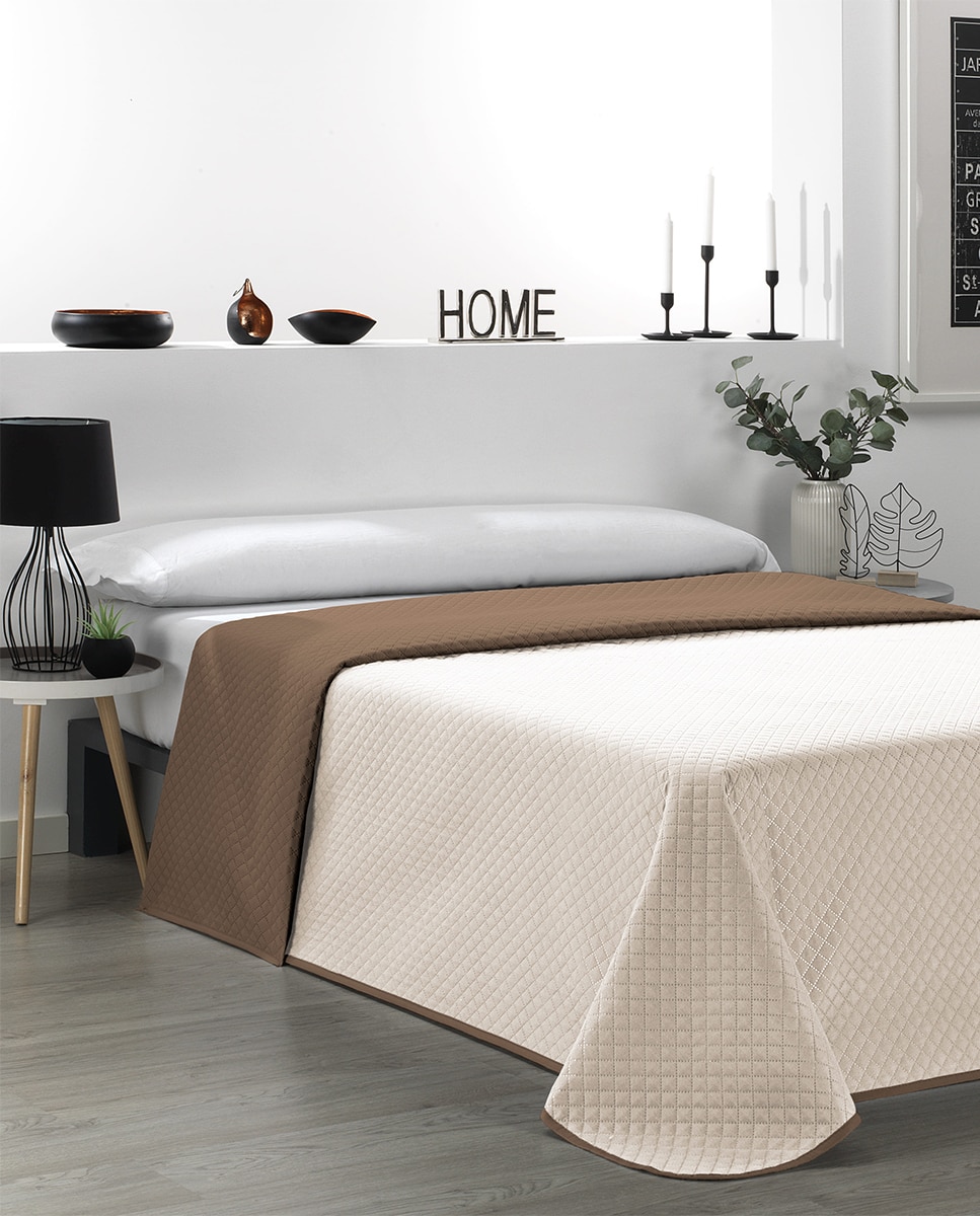 Imagen 0 de COLCHA BICOLOR PREMIUM BEIGE/MARRON