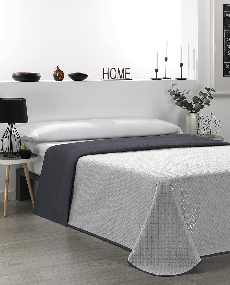 Imagen 0 de COLCHA BICOLOR PREMIUM GRIS/ANTRACITA