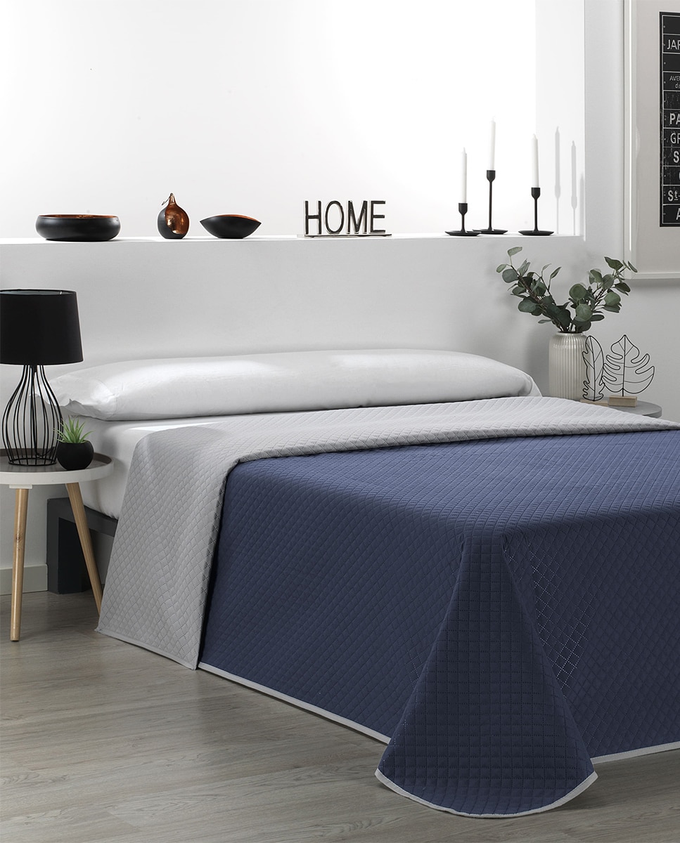 Imagen 0 de COLCHA BICOLOR PREMIUM GRIS/AZUL