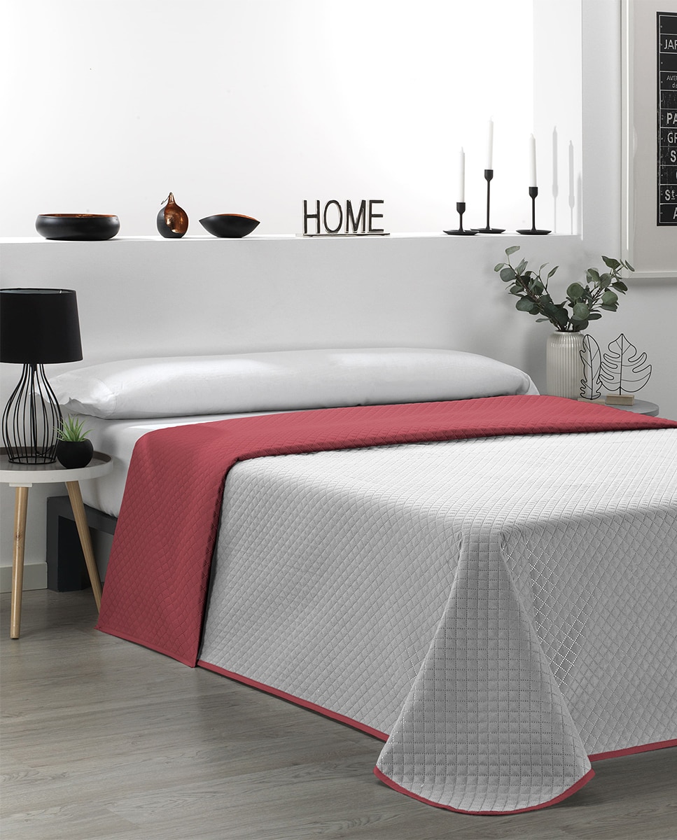 Imagen 0 de COLCHA BICOLOR PREMIUM ROJO/GRIS
