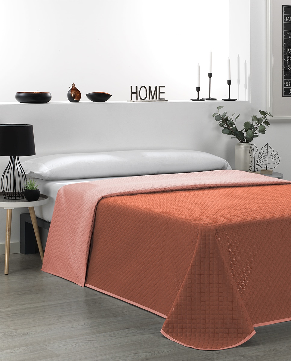 Imagen 0 de COLCHA BICOLOR PREMIUM TEJA/CORAL