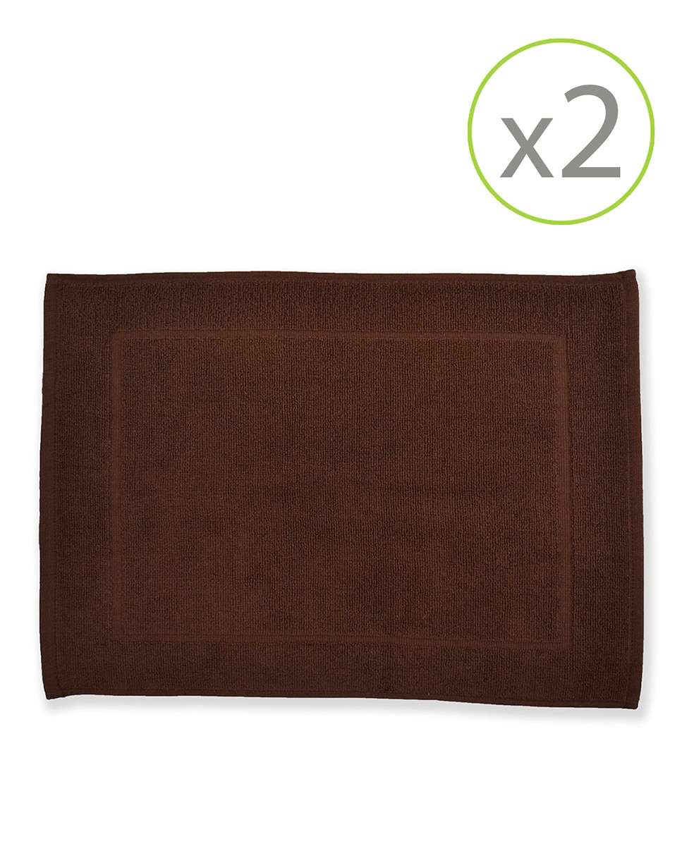 Imagen 0 de Pack de 2 alfombrines de baño de 45 x 65 cm marrón