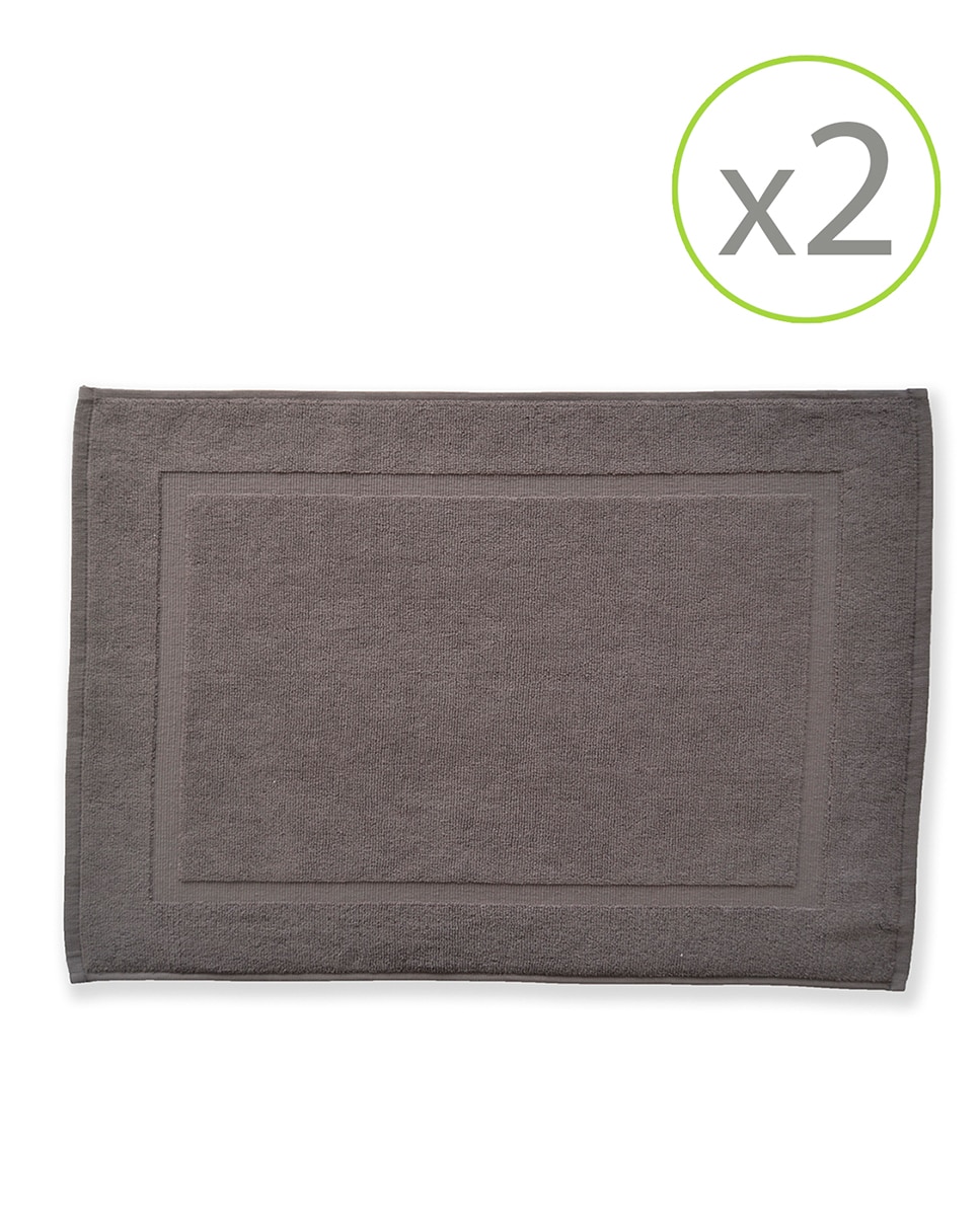 Imagen 0 de Pack de 2 alfombrines de baño de 45 x 65 cm gris